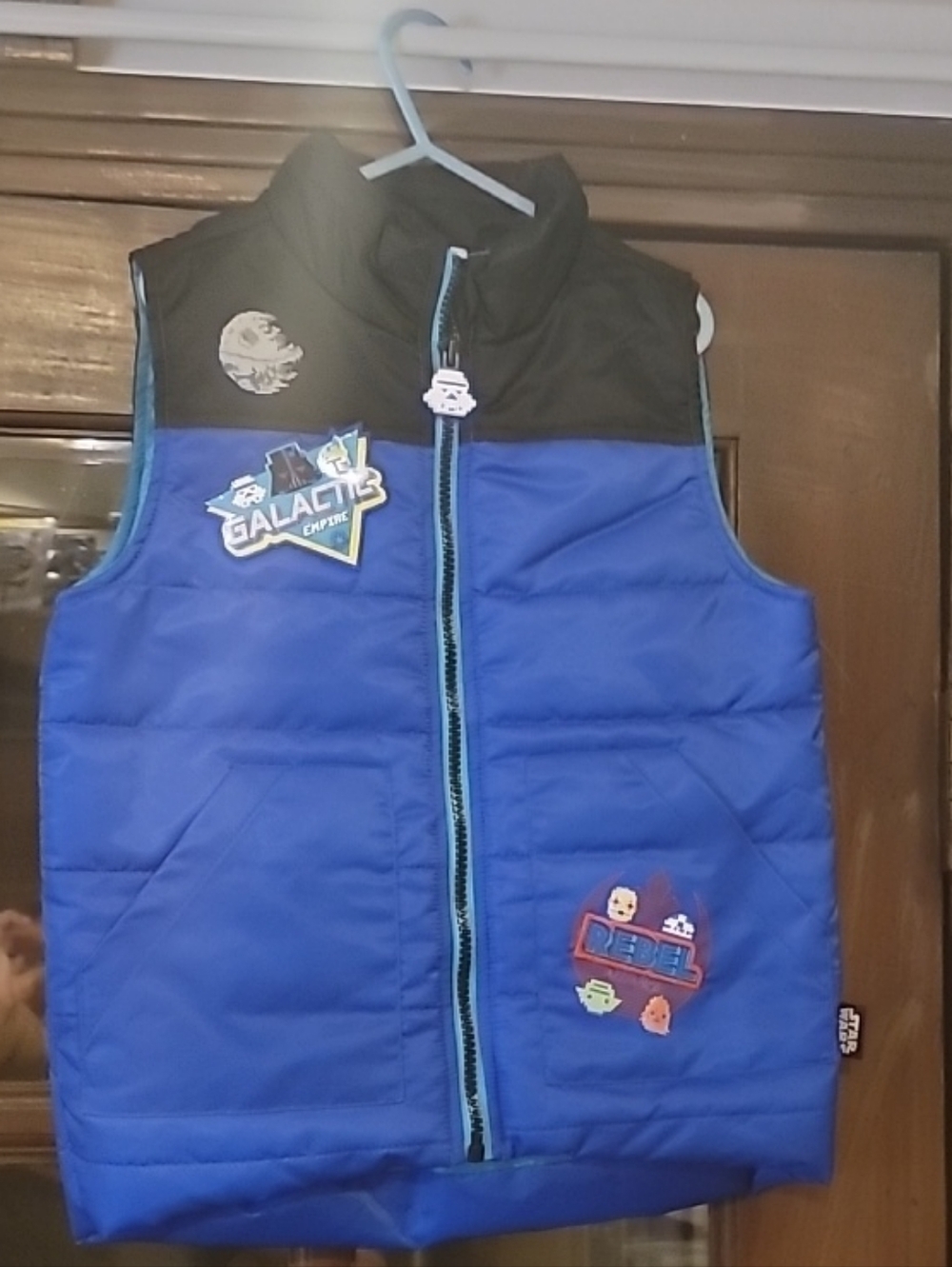 Disney Blue and Black Galactic Puffer Vest for Kids, Size 5/6, New w/o Tag